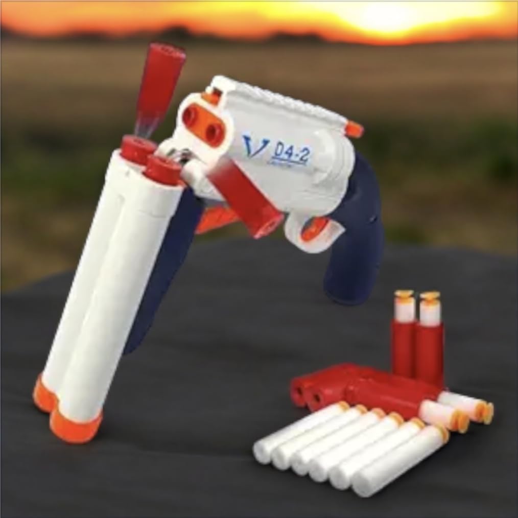 Double-Barreled Shotgun Toy Gun for Kids - Includes 10 Foam Bullets, Realistic Shot Gun Blaster Gun Toy with Safe Soft Ammo, Fun Role-Play Action for Children Ages 3 and Up