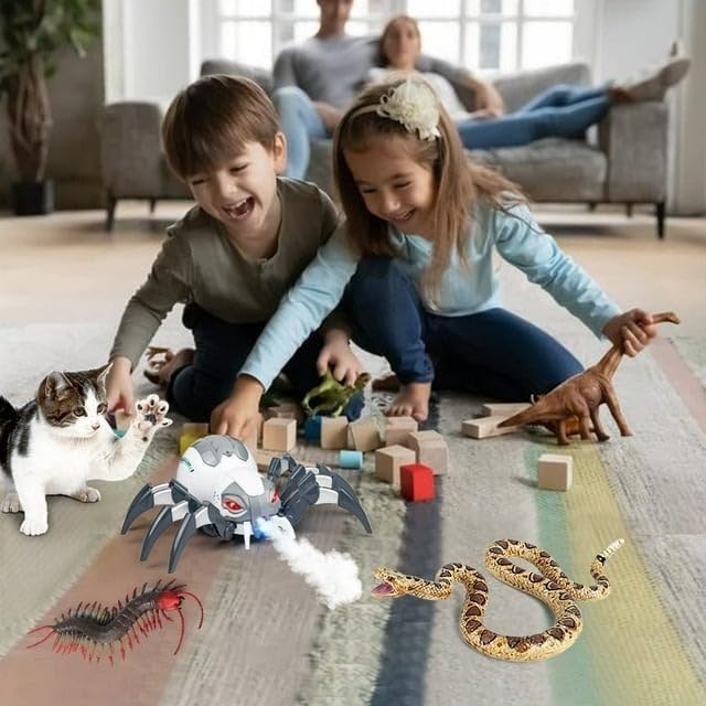 Remote Control Spider, Realistic Robot Spider with Spray/Lights/Music Effect, Kids Wireless Remote Control Toy, Gifts for 8 9 10 11 12 Year
