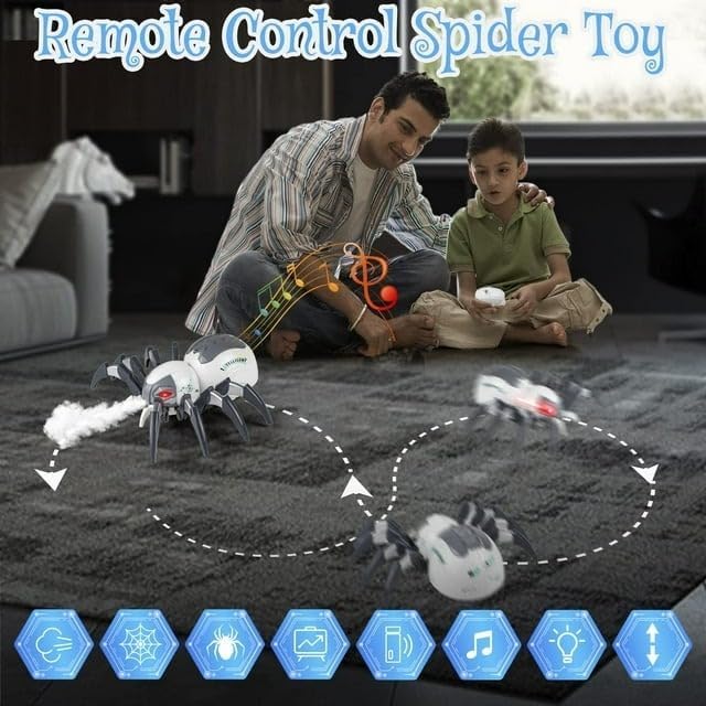 Remote Control Spider, Realistic Robot Spider with Spray/Lights/Music Effect, Kids Wireless Remote Control Toy, Gifts for 8 9 10 11 12 Year