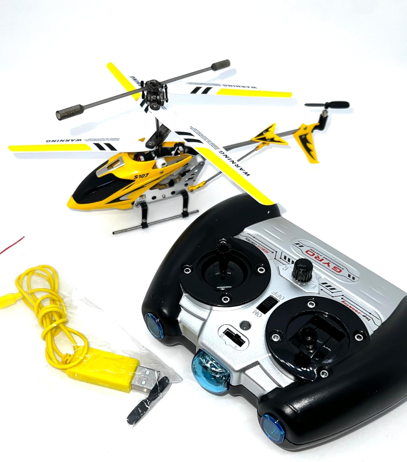 RC Mini Helicopter (Yellow) Metal Helicopter Adjustable Trim Control for Boys & Girls