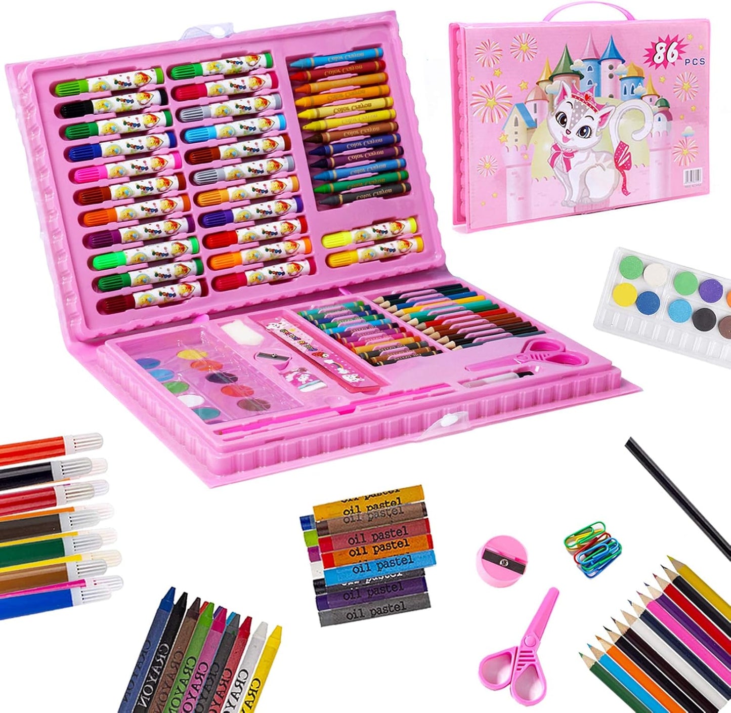 42 PCS | 68 PCS | 86 PCS Coloring Kit for Kids Multifunctional Art Set Drawing Kit with Pencils, Crayons, Markers And Paints - Best Coloring and Painting Set for Children - Perfect Gift for Boys and Girls