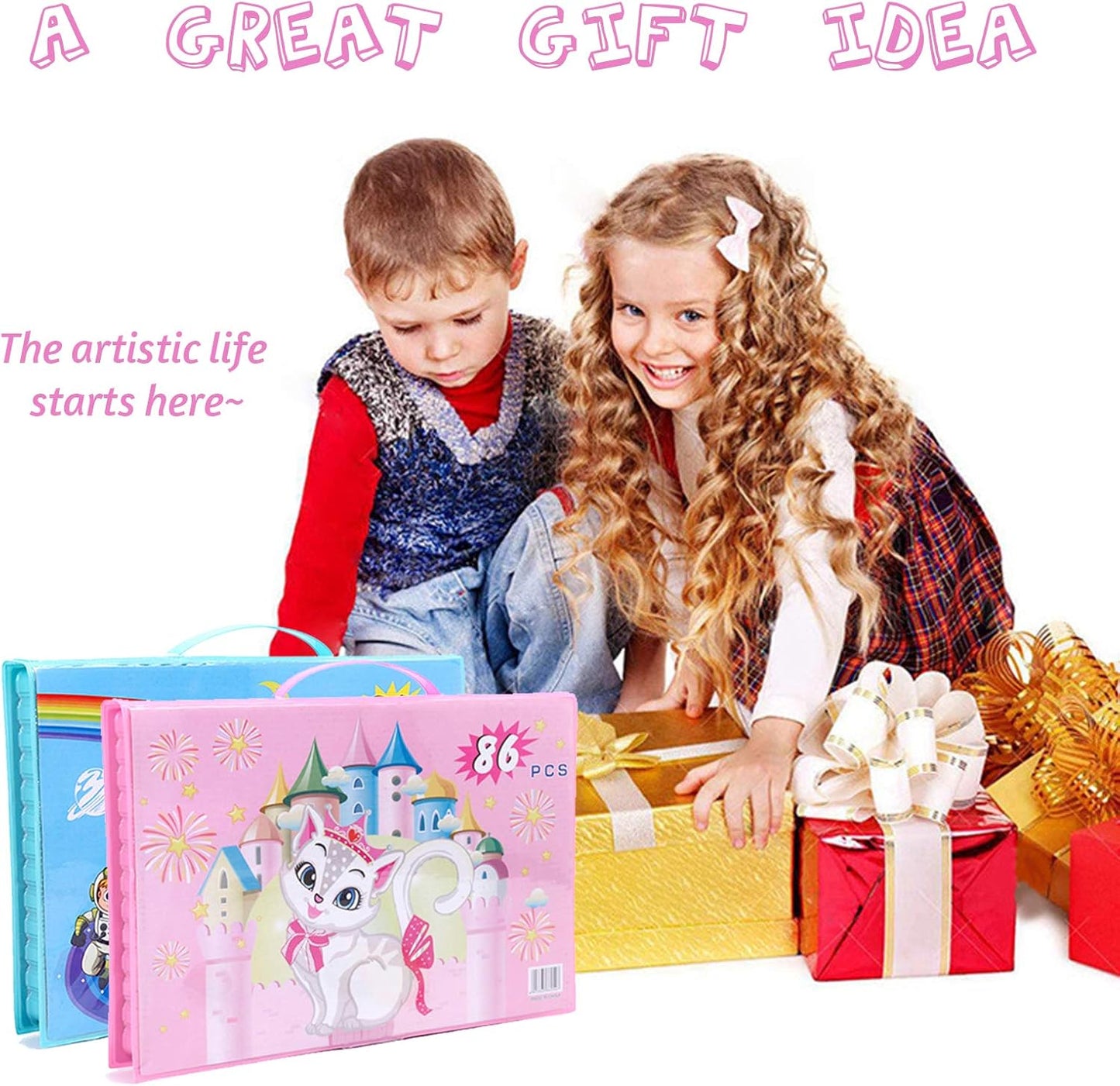 42 PCS | 68 PCS | 86 PCS Coloring Kit for Kids Multifunctional Art Set Drawing Kit with Pencils, Crayons, Markers And Paints - Best Coloring and Painting Set for Children - Perfect Gift for Boys and Girls