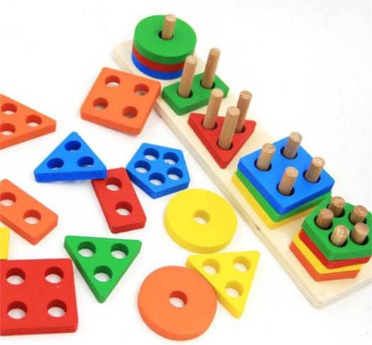 Colorful Geometric Five-Set Column Stacking Toy