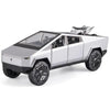 New Kids Cars 1:24 Big Tesla Cyber Truck Model Alloy Diecast Metal Alloy Car Openable Doors Pull Back Vehicle Toy with Sound and Light Car for Boys (Silver)