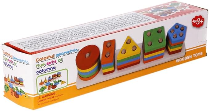 Colorful Geometric Five-Set Column Stacking Toy