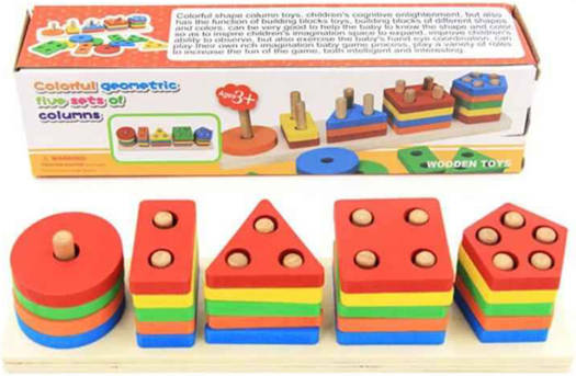 Colorful Geometric Five-Set Column Stacking Toy