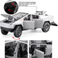 New Kids Cars 1:24 Big Tesla Cyber Truck Model Alloy Diecast Metal Alloy Car Openable Doors Pull Back Vehicle Toy with Sound and Light Car for Boys (Silver)
