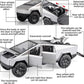New Kids Cars 1:24 Big Tesla Cyber Truck Model Alloy Diecast Metal Alloy Car Openable Doors Pull Back Vehicle Toy with Sound and Light Car for Boys (Silver)