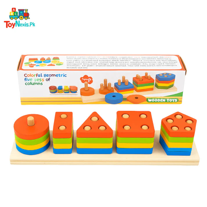 Colorful Geometric Five-Set Column Stacking Toy